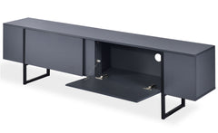 Meuble TV Biwa avec 2 portes en gris foncé et métal noir L180cm