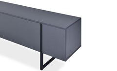 Meuble TV Biwa avec 2 portes en gris foncé et métal noir L180cm