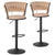 Lot de 2 chaises de bar velours beige avec dossier arrondi et structure métal noir