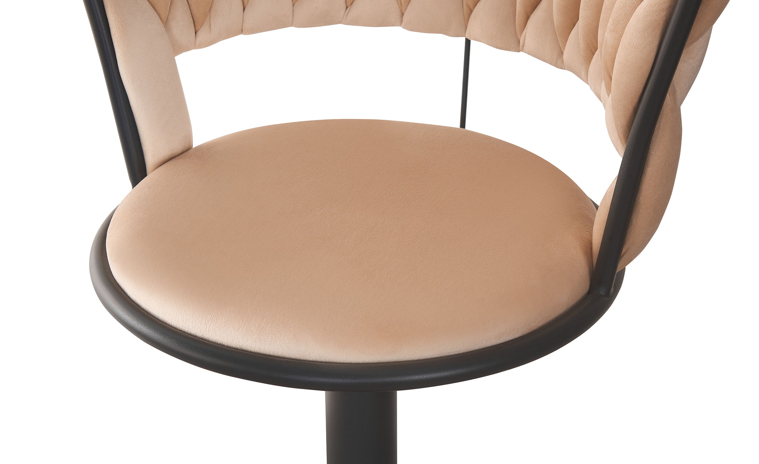 Lot de 2 chaises de bar dossier arrondi style maillage Xenox Velours Beige et Métal Noir