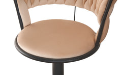 Lot de 2 chaises de bar dossier arrondi style maillage Xenox Velours Beige et Métal Noir