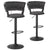 Lot de 2 chaises de bar pivotantes en velours gris et métal noir avec dossier courbé