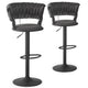 Lot de 2 chaises de bar pivotantes en velours gris et métal noir avec dossier courbé