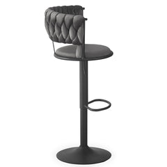 Lot de 2 chaises de bar dossier arrondi style maillage Xenox Velours Gris et Métal Noir
