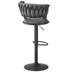 Lot de 2 chaises de bar dossier arrondi style maillage Xenox Velours Gris et Métal Noir