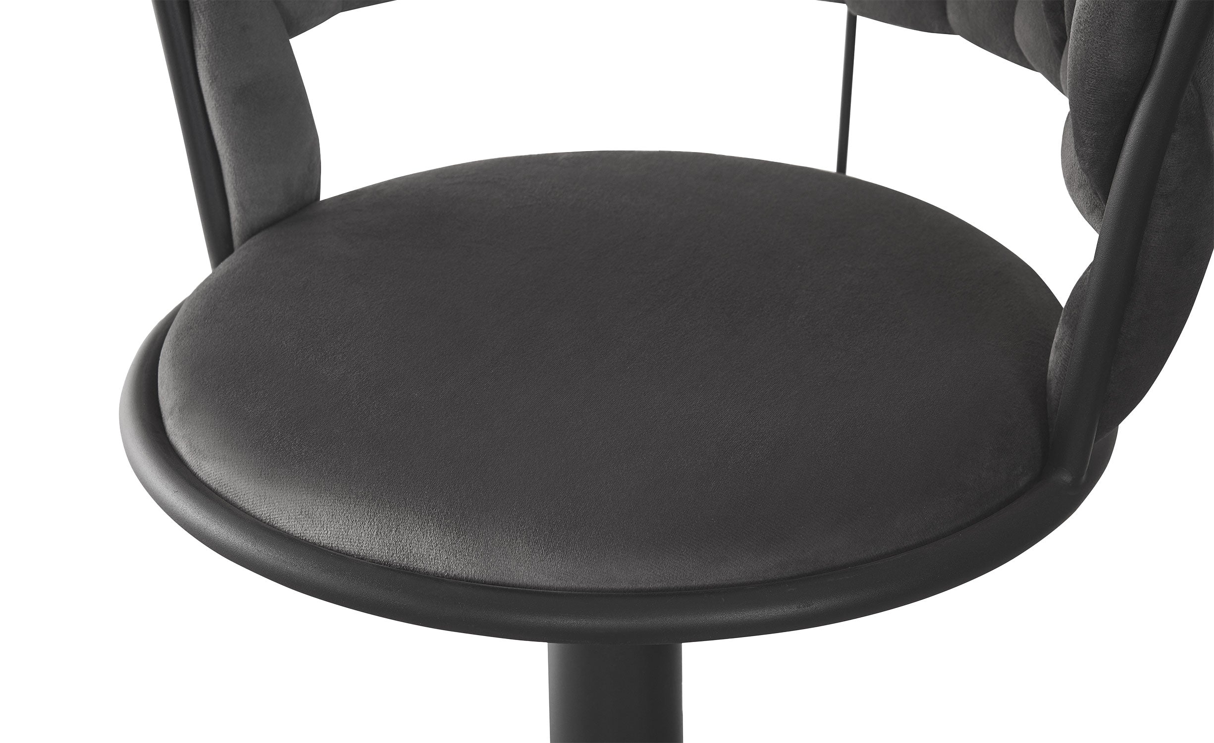 Lot de 2 chaises de bar dossier arrondi style maillage Xenox Velours Gris et Métal Noir