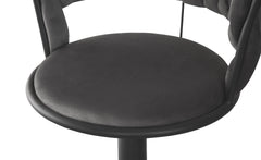 Lot de 2 chaises de bar dossier arrondi style maillage Xenox Velours Gris et Métal Noir