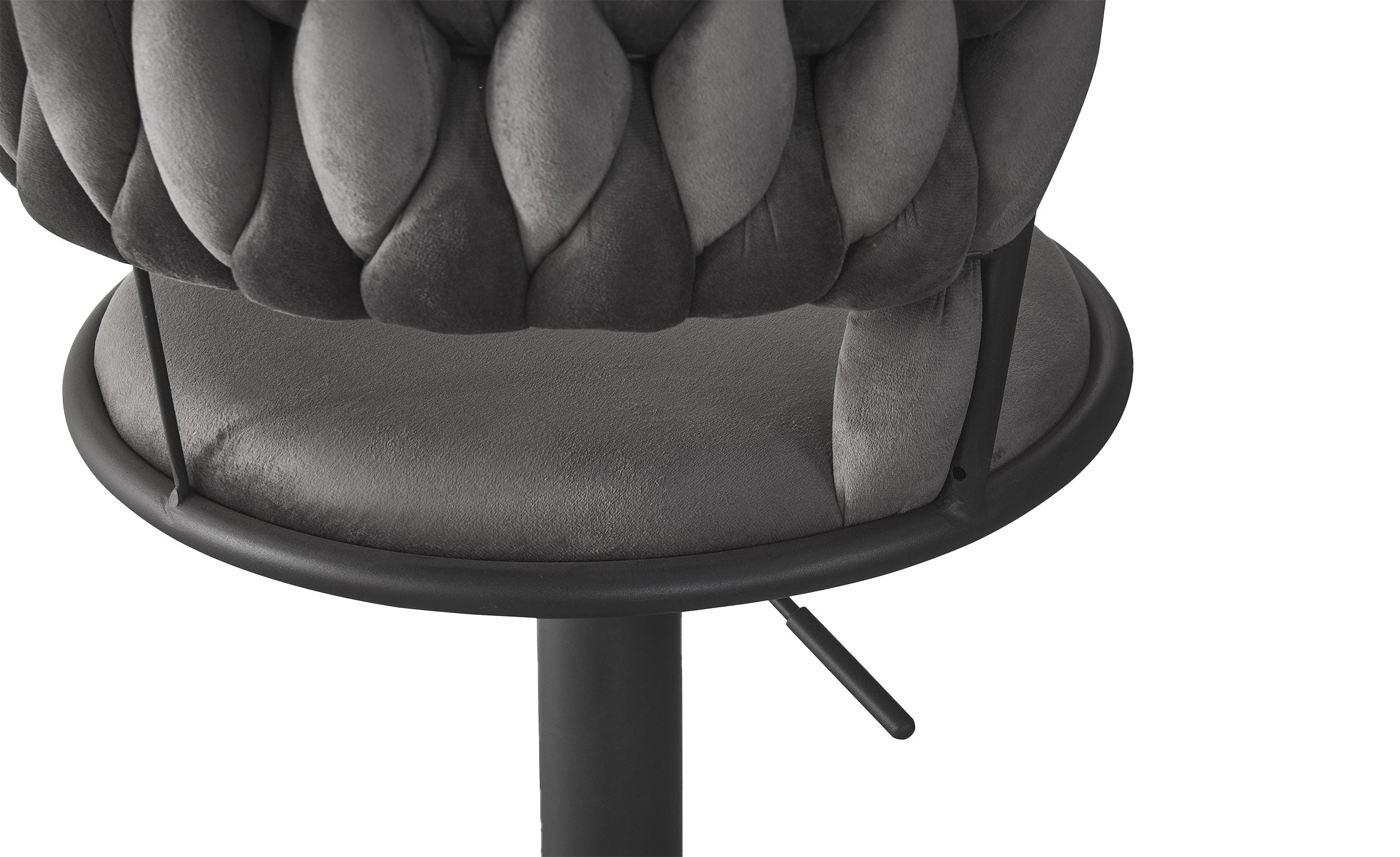 Lot de 2 chaises de bar dossier arrondi style maillage Xenox Velours Gris et Métal Noir