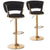 Lot de 2 chaises de bar en velours noir avec dossier arrondi et structure dorée