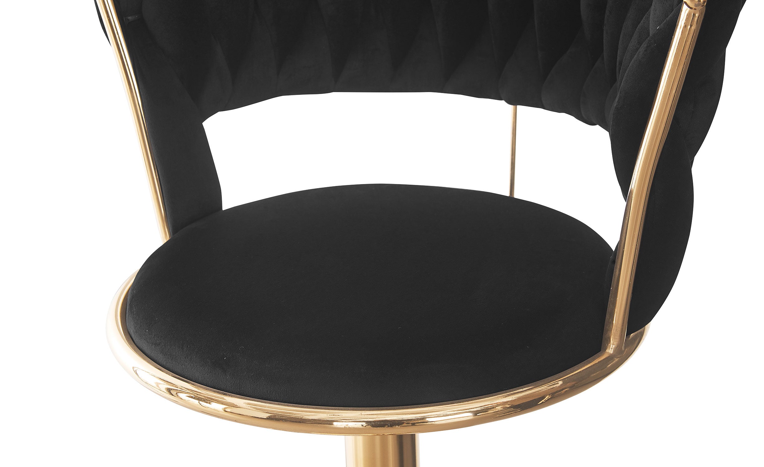 Lot de 2 chaises de bar dossier arrondi style maillage Xenox Velours Noir et Métal Or