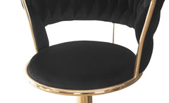 Lot de 2 chaises de bar dossier arrondi style maillage Xenox Velours Noir et Métal Or