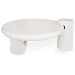 Table basse ronde asymétrique 100cm Yang Crème