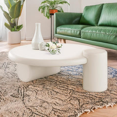 Table basse ronde asymétrique 100cm Yang Crème