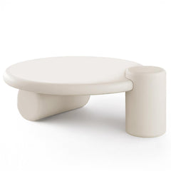 Table basse ronde asymétrique 100cm Yang Crème