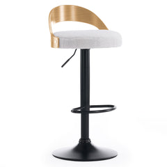 Lot de 2 chaises de bar Yoggi Bois Chêne clair et Tissu bouclette Crème