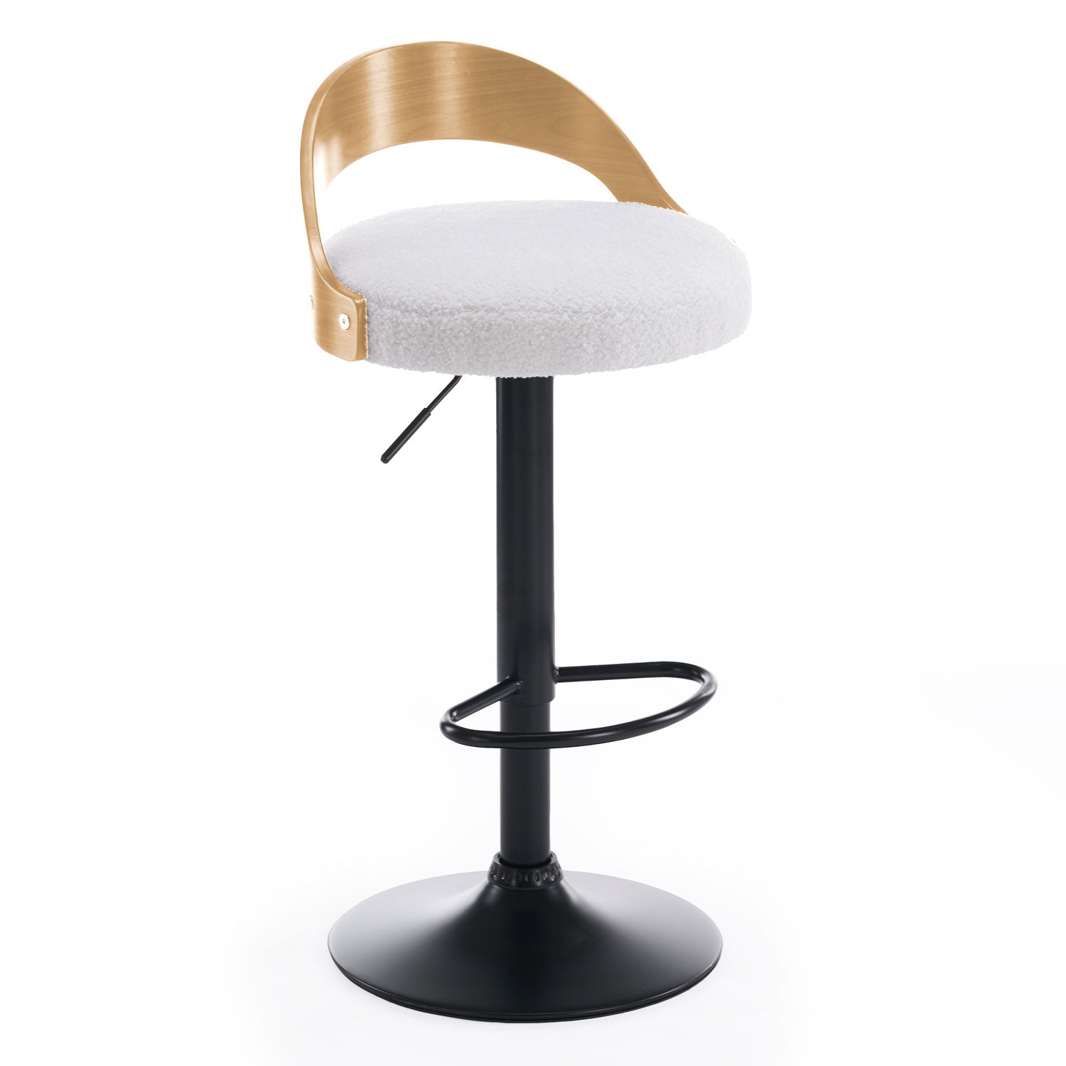 Lot de 2 chaises de bar Yoggi Bois Chêne clair et Tissu bouclette Crème