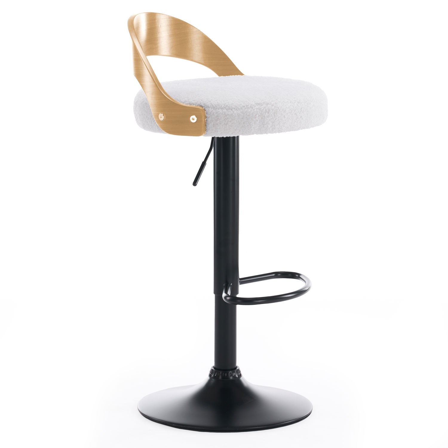 Lot de 2 chaises de bar Yoggi Bois Chêne clair et Tissu bouclette Crème
