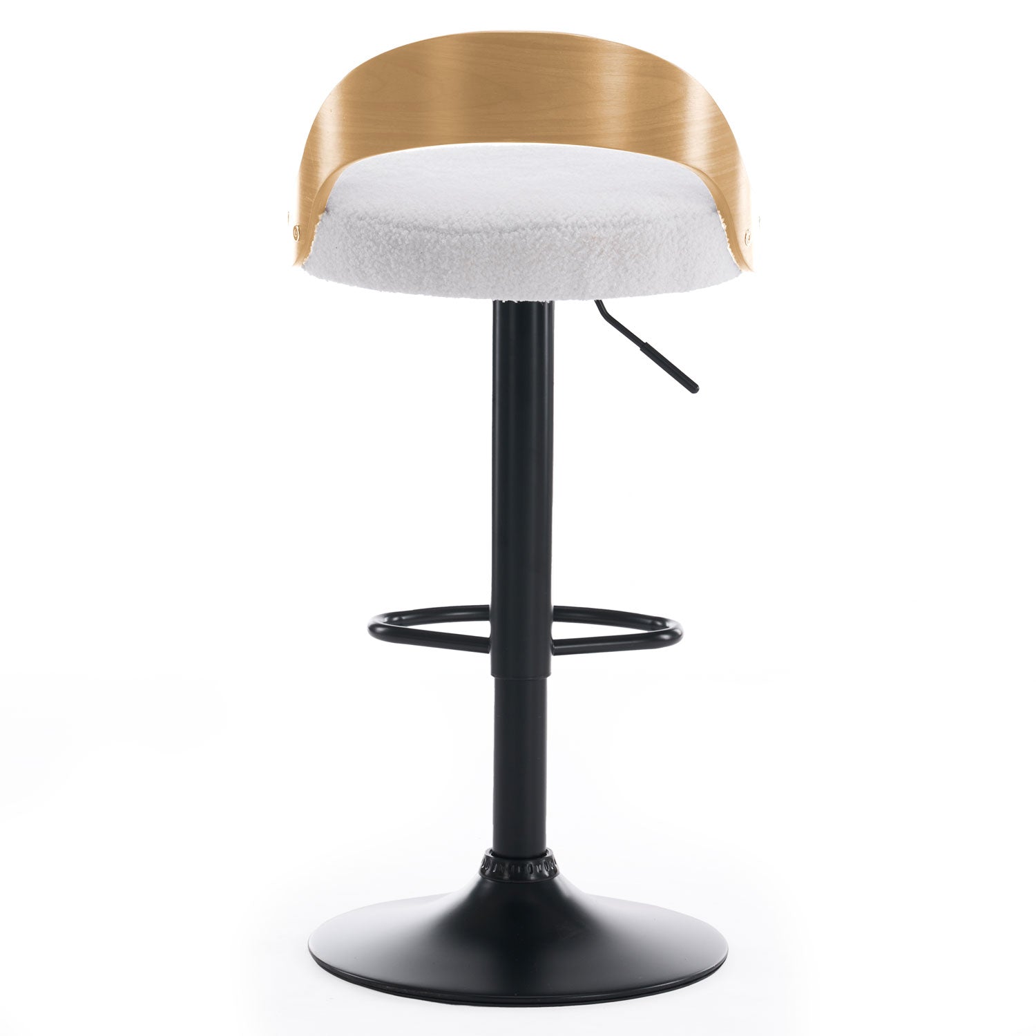 Lot de 2 chaises de bar Yoggi Bois Chêne clair et Tissu bouclette Crème