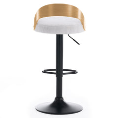Lot de 2 chaises de bar Yoggi Bois Chêne clair et Tissu bouclette Crème