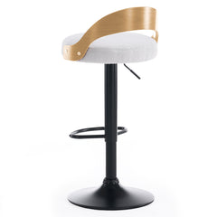 Lot de 2 chaises de bar Yoggi Bois Chêne clair et Tissu bouclette Crème