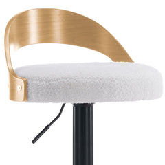 Lot de 2 chaises de bar Yoggi Bois Chêne clair et Tissu bouclette Crème