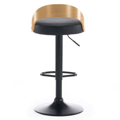 Lot de 2 chaises de bar Yoggi Bois Chêne clair et Simili Noir