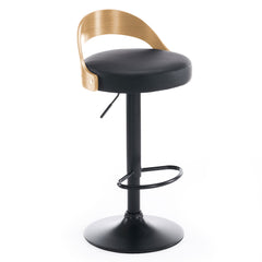 Lot de 2 chaises de bar Yoggi Bois Chêne clair et Simili Noir