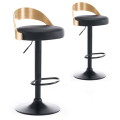 Lot de 2 chaises de bar Yoggi Bois Chêne clair et Simili Noir