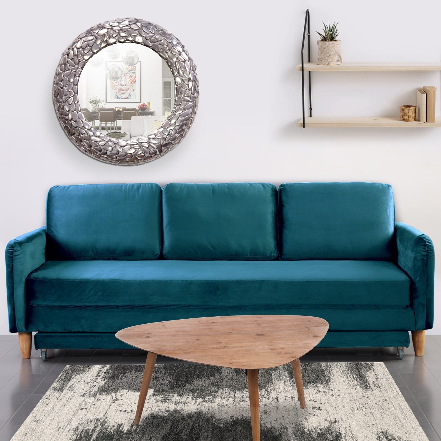 Canapé 3 places convertible Flixo Velours Bleu