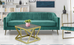 Ensemble de 3 tables d'appoint Zendaya en Verre fumé et Métal Or