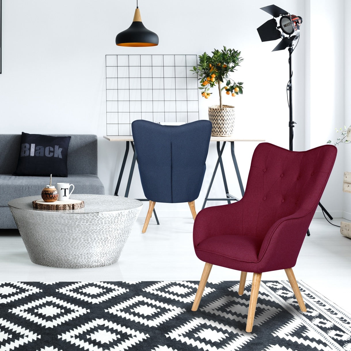Fauteuil scandinave Klarys tissu Violet