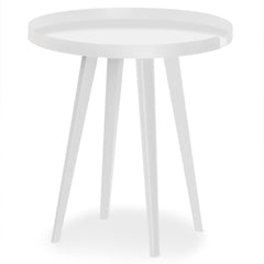 Table d'appoint ronde en métal avec rebord 45 cm blanc