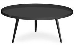 Table basse ronde en métal noir avec rebord magnétique 90cm