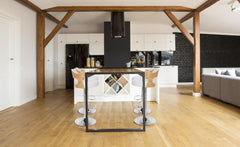 Lot de 4 chaises de bar Ruben Chêne clair et Simili Blanc