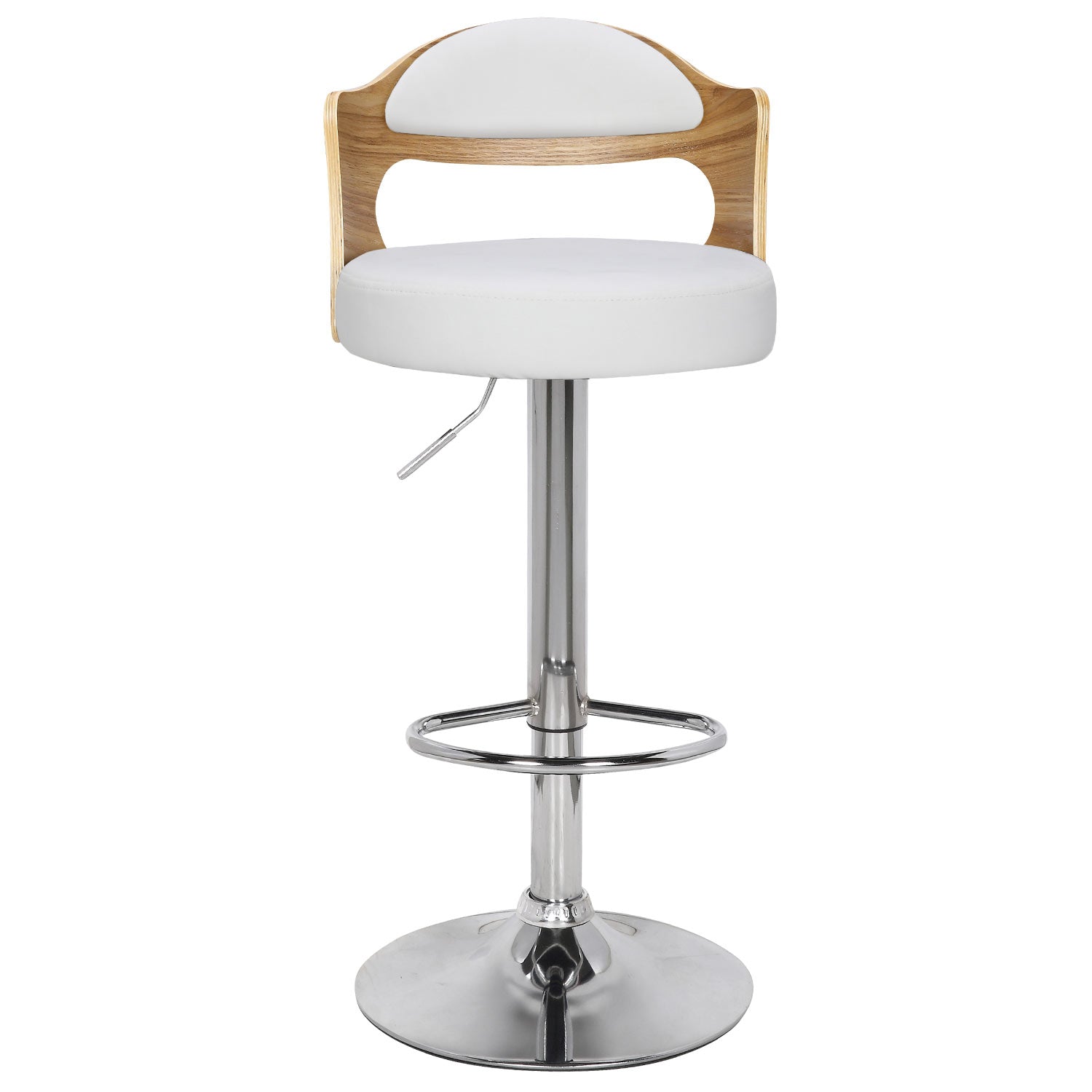 Lot de 4 chaises de bar Ruben Chêne clair et Simili Blanc