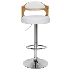 Lot de 4 chaises de bar Ruben Chêne clair et Simili Blanc
