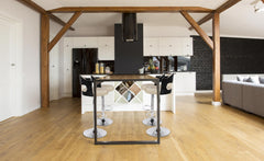 Lot de 4 chaises de bar Ruben Bois Noir et Simili Crème