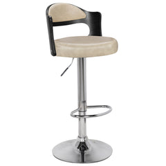 Lot de 4 chaises de bar Ruben Bois Noir et Simili Crème