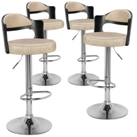 Ensemble de 4 chaises de bar en bois noir et simili crème