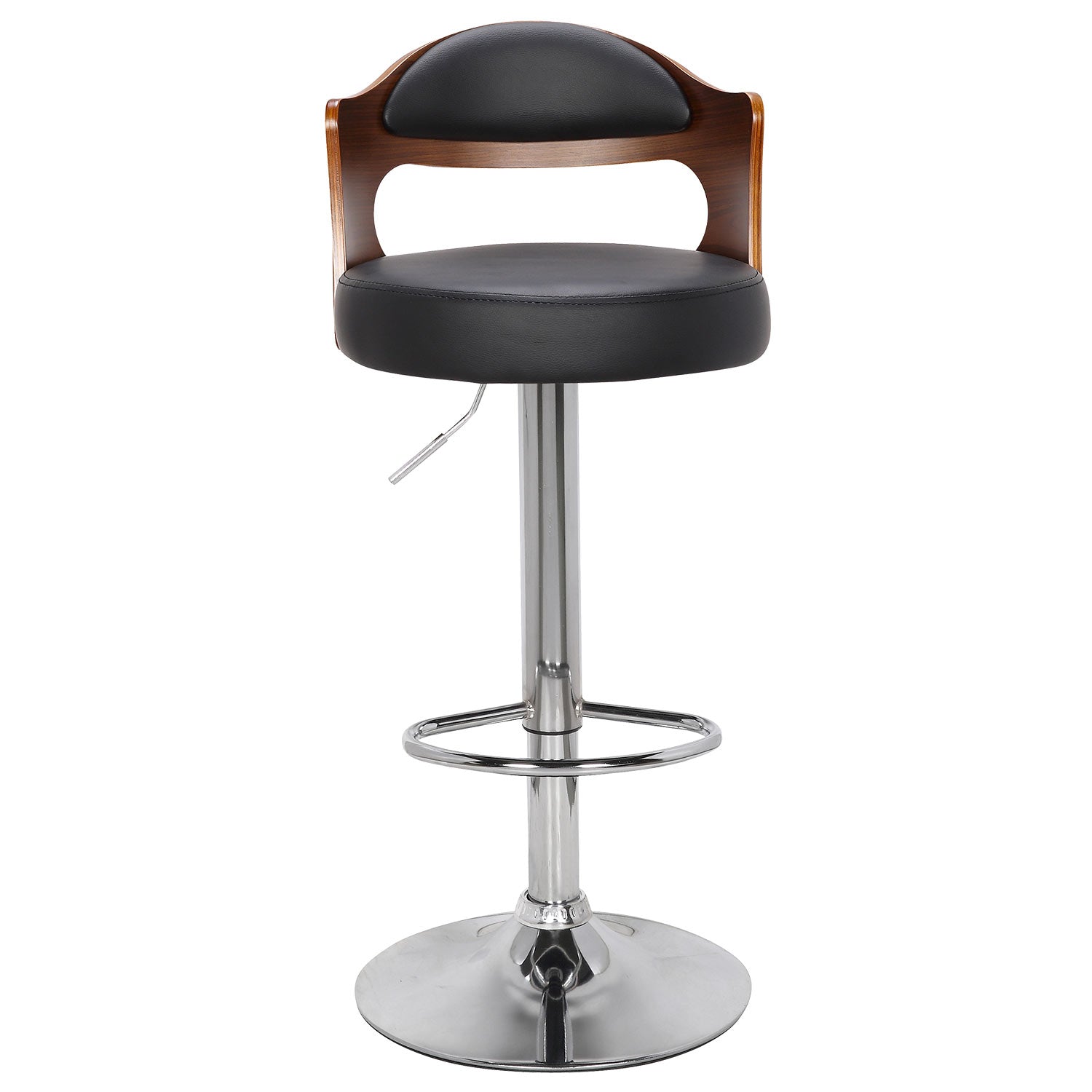 Lot de 4 chaises de bar Ruben Bois Noisette et Simili Noir