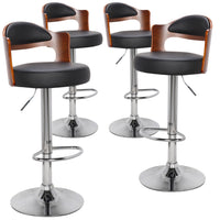 Lot de 4 chaises de bar en bois et simili cuir noir