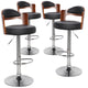 Lot de 4 chaises de bar en bois et simili cuir noir