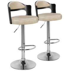 Lot de 2 chaises de bar Ruben Bois Noir & Simili Crème