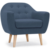Fauteuil Savoy en tissu bleu scandinave