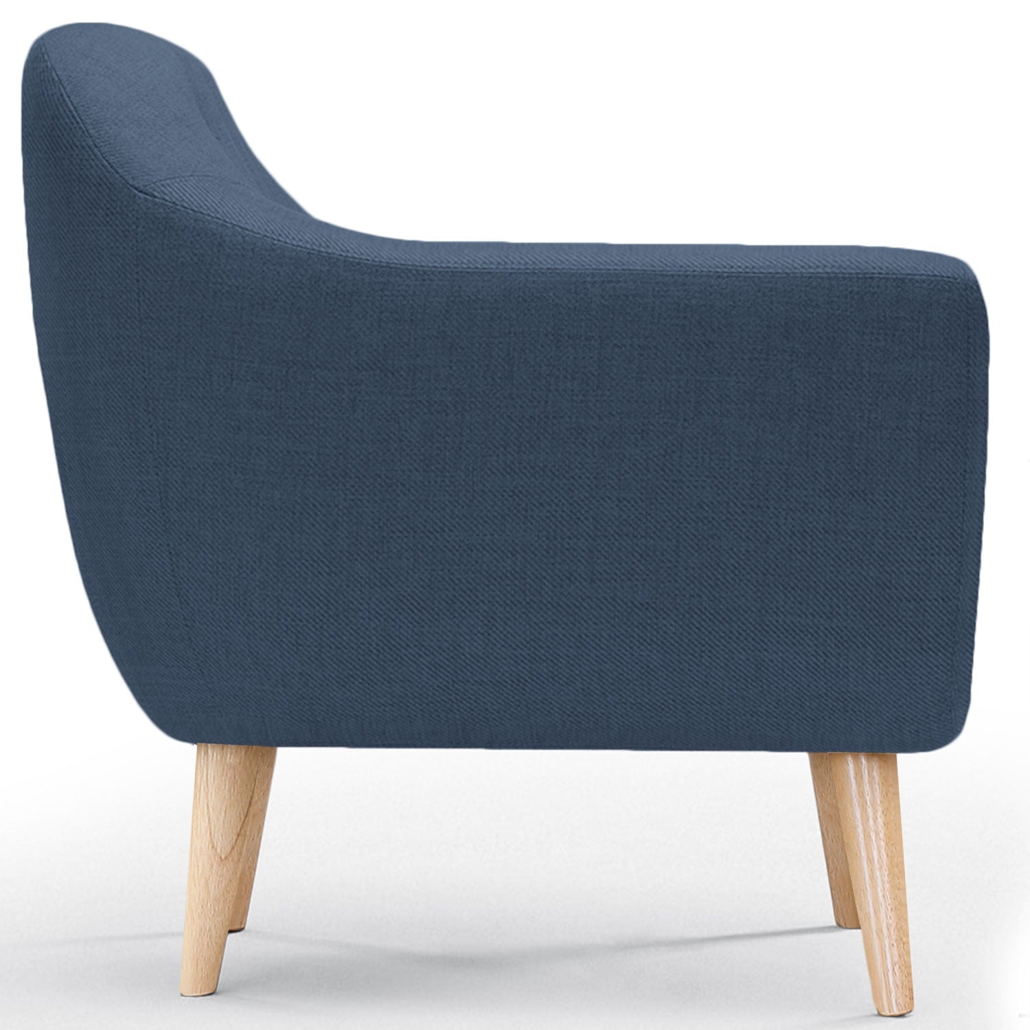 Fauteuil scandinave Savoy Tissu bleu vu de côté