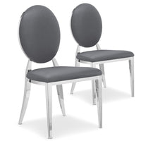 Ensemble de 2 chaises médaillon gris simili