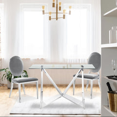 Lot de 2 chaises médaillon en velours argenté