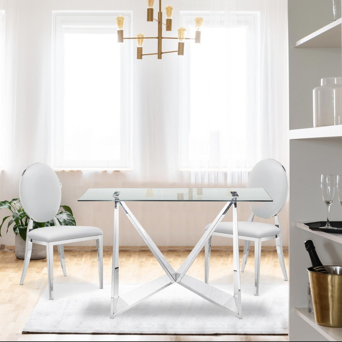Lot de 2 chaises médaillon Sofia Simili Blanc
