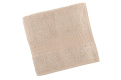 Serviette de toilette liteau à trois lignes brodées Sicco 30 x 50 cm 100% Coton Beige