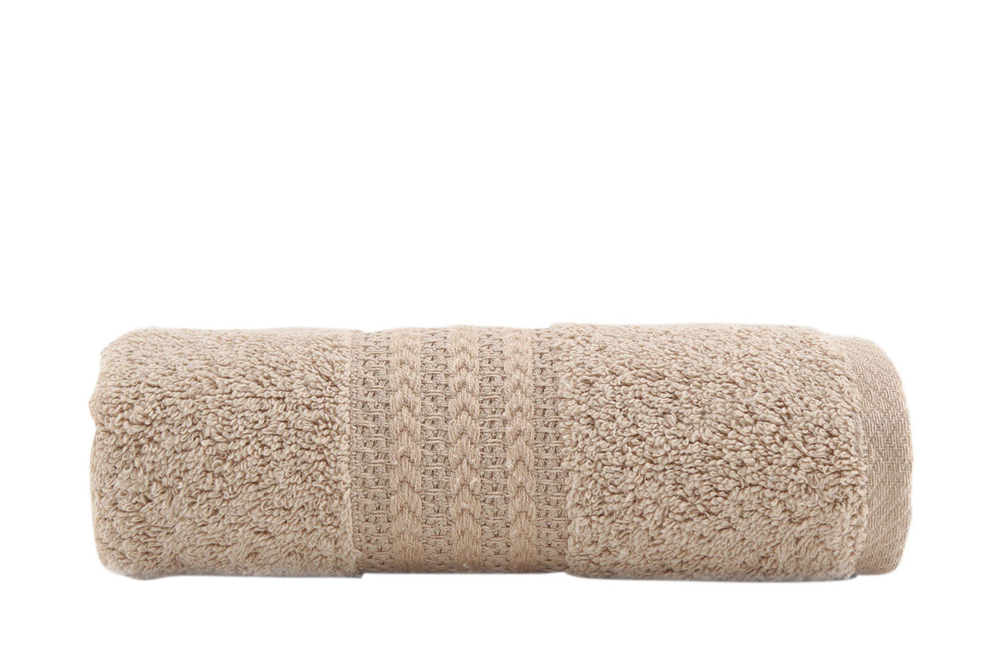 Serviette de toilette liteau à trois lignes brodées Sicco 30 x 50 cm 100% Coton Beige